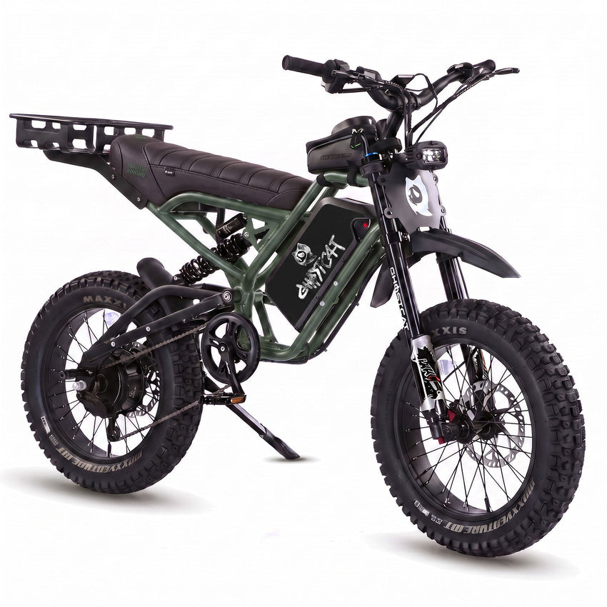 GhostCat F4X Hunter's Edition Full Bundle, army green frame, black seat, rack, Grunge battery wrap