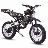 GhostCat F4X Hunter's Edition Full Bundle, white frame, white rims, camo seat, rack, Ghost Green Camo battery wrap