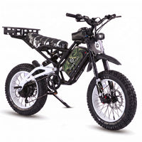 GhostCat F4X Hunter's Edition Full Bundle, white frame, white rims, camo seat, rack, Marble Green Camo battery wrap