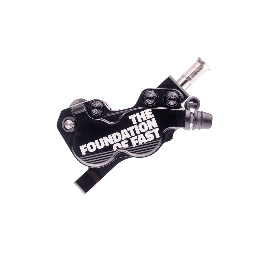 Formula EB7 4-piston brake caliper outer side with 'The Foundation of Fast' graphic