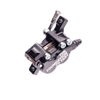 Formula EB9 brake caliper top angle showing pistons, pads and bleed fitting