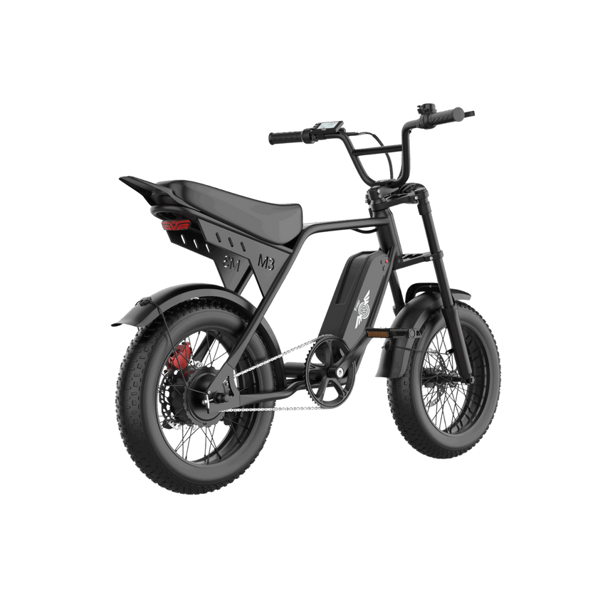 Freego Maxx M3 electric bike, rear left three-quarter view