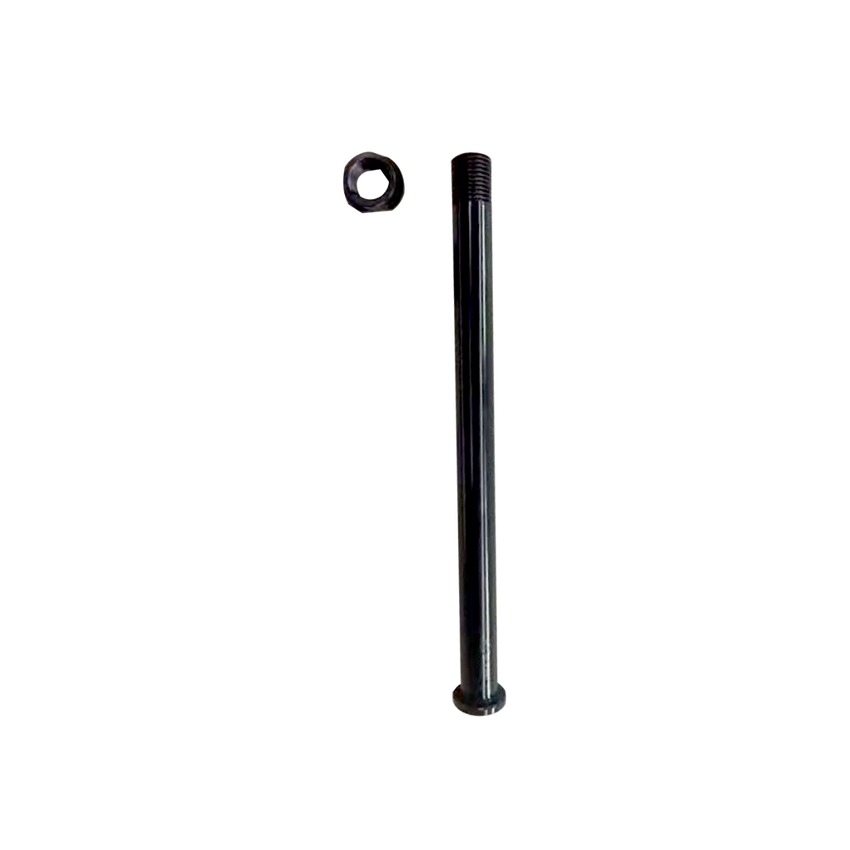 Freego eBike Front Fork Axle & Nut, black axle shaft with nut
