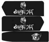 GhostCat Battery Decal 52/60V 25Ah, Grunge, distressed GhostCat lettering on black