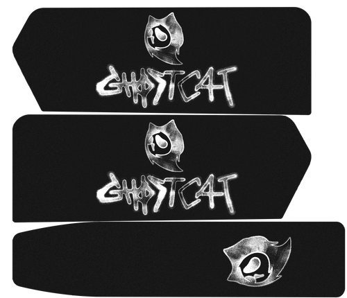 GhostCat Battery Decal 52/60V 25Ah, Grunge, distressed GhostCat lettering on black