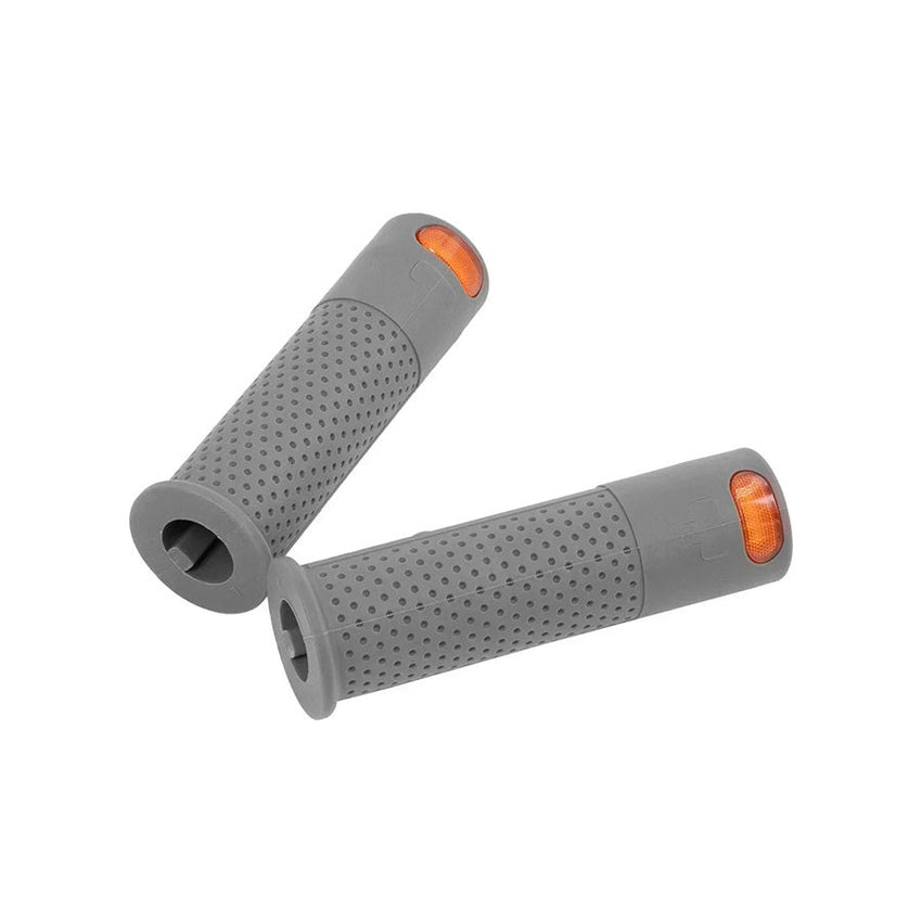 Freego Silicone Handle with Turn Signal, gray grips, angled view