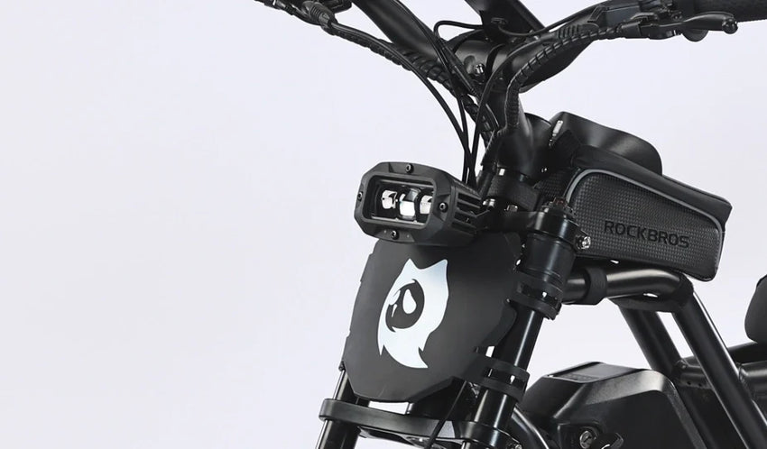 GhostCat Headlight F2/F3, LED headlight on the front plate with handlebar bag