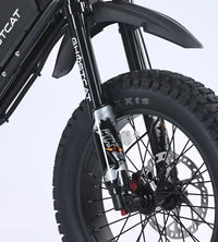 GhostCat KKE Front Fork installed on a bike with front tire and disc brake, close view