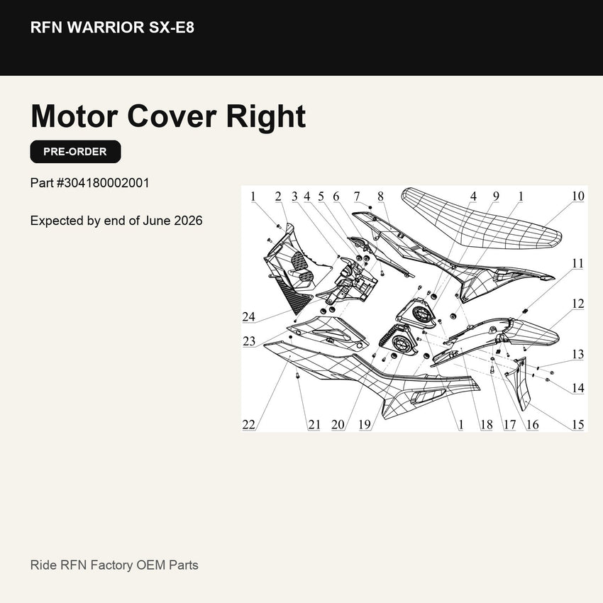 Motor Cover Right For RFN Warrior SX-E8