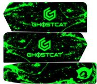 GhostCat Battery Decals 20Ah, Neon Green GC, neon green splatter with GhostCat logo