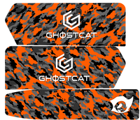 GhostCat Battery Decals 20Ah, Orange Camo, orange and grey camo with logo