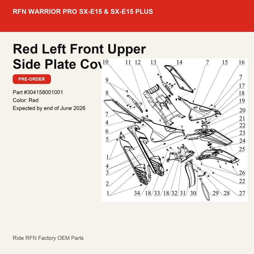 Left Front Upper Side Plate Cover Plate For RFN Warrior Pro SX-E15 & SX-E15 Plus