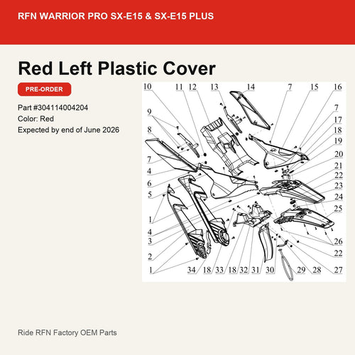 Left Plastic Cover For RFN Warrior Pro SX-E15 & SX-E15 Plus