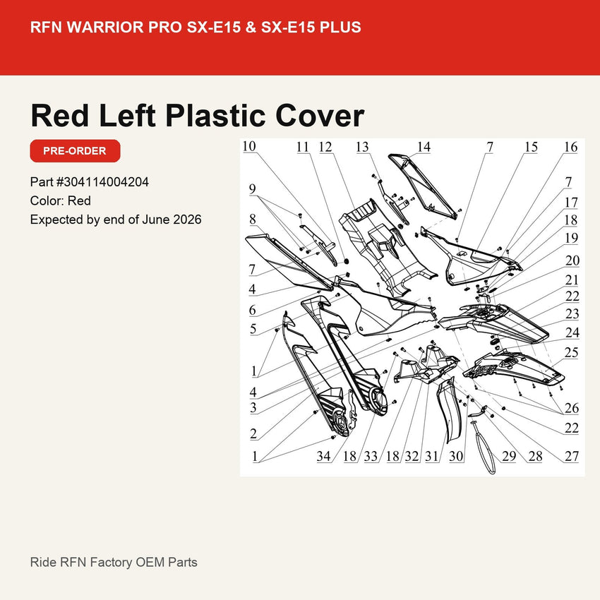 Left Plastic Cover For RFN Warrior Pro SX-E15 & SX-E15 Plus