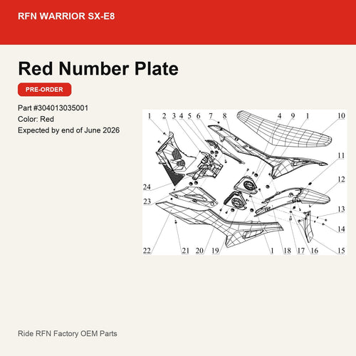Number Plate For RFN Warrior SX-E8