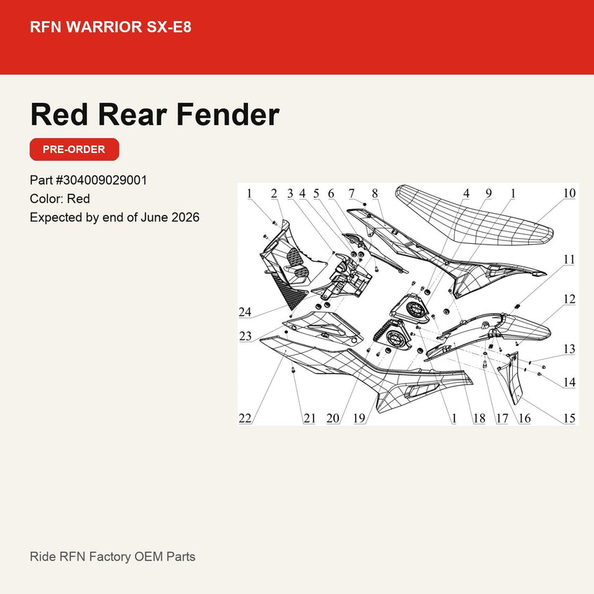 Rear Fender For RFN Warrior SX-E8