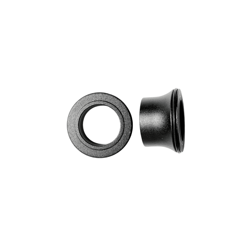 Rerode R1/R1 Plus Front Wheel Spacers, pair of black wheel spacers, angled view