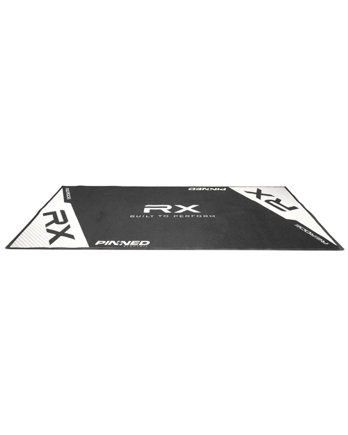 Rerode Pit Mat, black RX mat angled low view showing bound edge