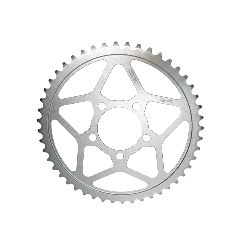 Rerode R1 8kw 48 Tooth Sprocket, silver 48-tooth sprocket, face view