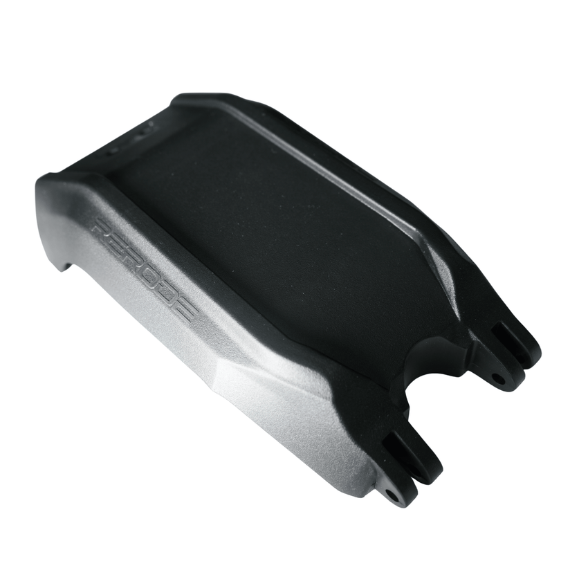 Rerode R1 Battery Cover, black battery cover, angled side view