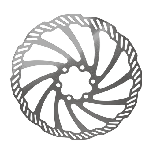 Rerode R1 Rear Brake Disc, silver wave-pattern brake rotor, alternate face view