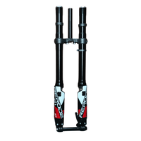 Rerode R1 Fork, black fork legs with red and white graphics and triple clamps