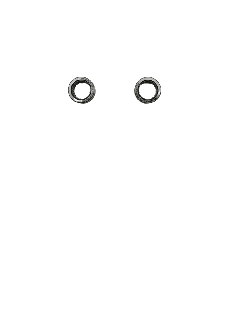 Rerode R1/R1 Plus Triangle Bearing Set, two needle bearings, end-on view showing stamped faces