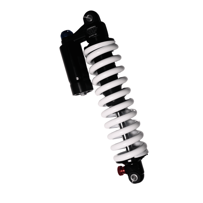 Rerode R1 Plus Rear Shock, rear shock with white coil spring and black reservoir