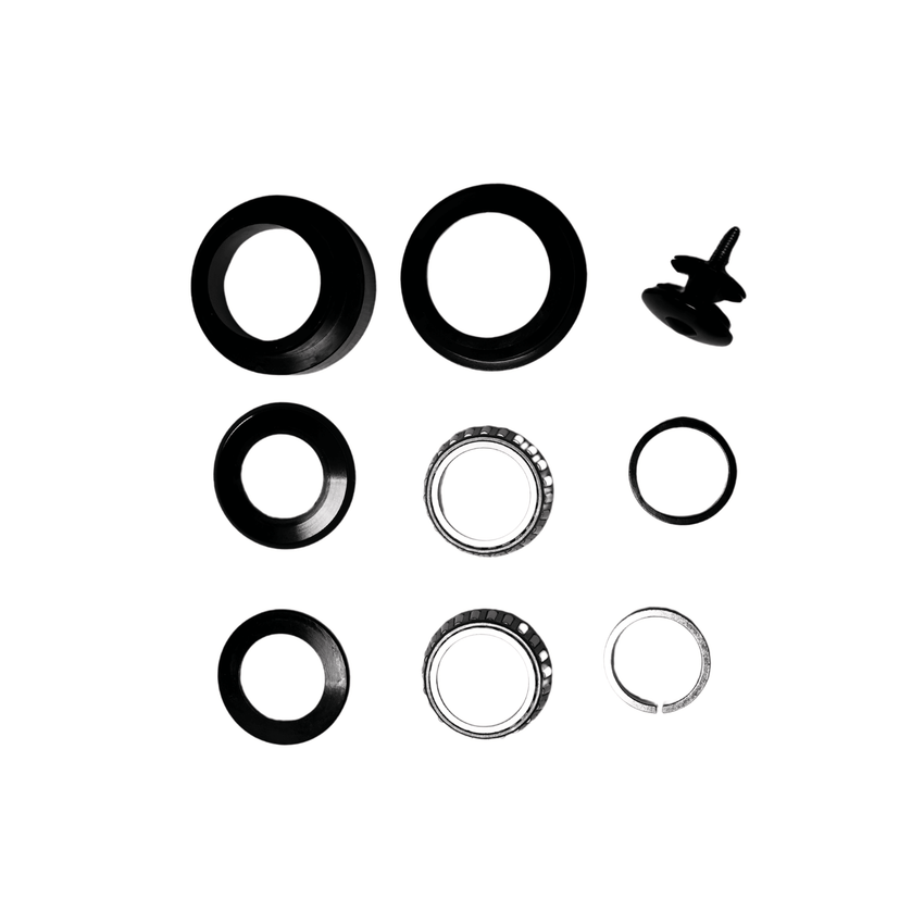 Rerode R1/R1 Plus Roller Bearing Kit, bearing races, seals and cups laid out