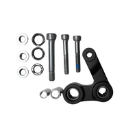 Rerode R1/R1 Plus Rear Shock Linkage Assembly, black linkage arm with bolts, washers and nuts laid out