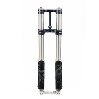 RFloXa TK43 front fork kit with silver stanchions and black triple clamps