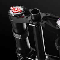 RFloXa Hawk33 Max red top cap preload adjuster on black crown