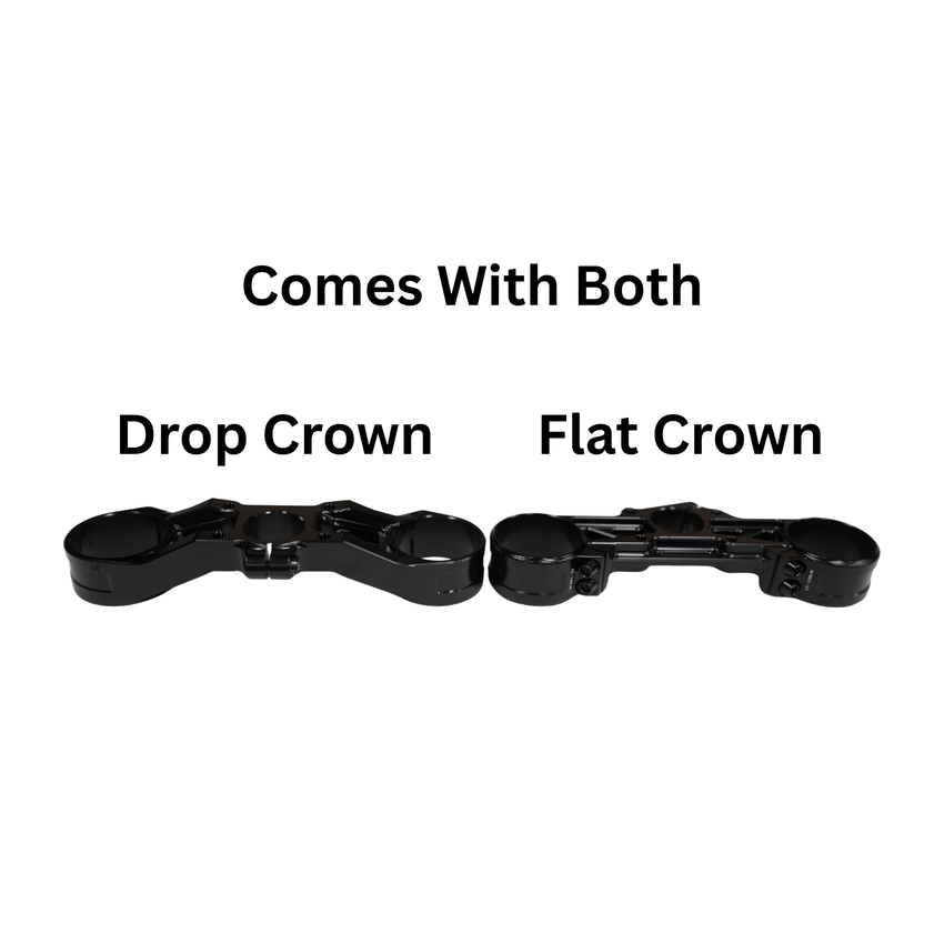 RFloXa drop crown and flat crown triple clamps included with the Max Plus fork