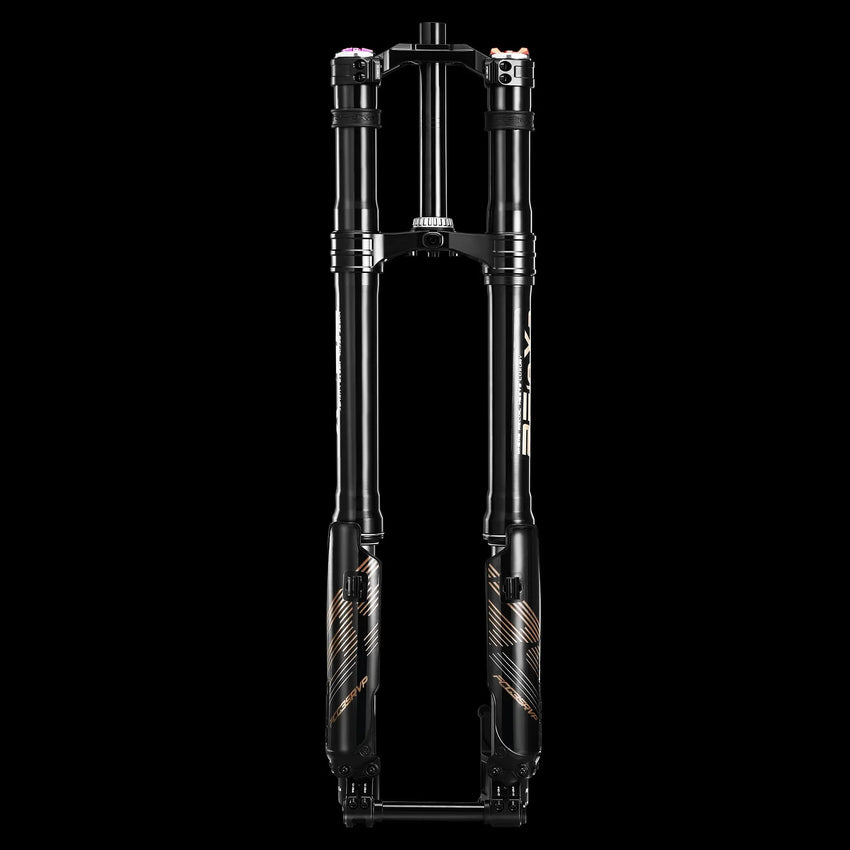 RFloXa Hawk36 Max fork with black triple clamps, front view