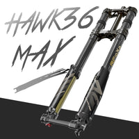 RFloXa Hawk36 Max inverted fork in black with gold stanchions