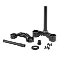 RFloXa Max drop crown triple clamp kit in black with stem, axle and hardware