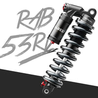 RFloXa RAB53RV rear shock with reservoir, angled hero view