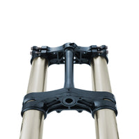 RFloXa Ultra43 front fork black triple clamps and upper tubes, front view