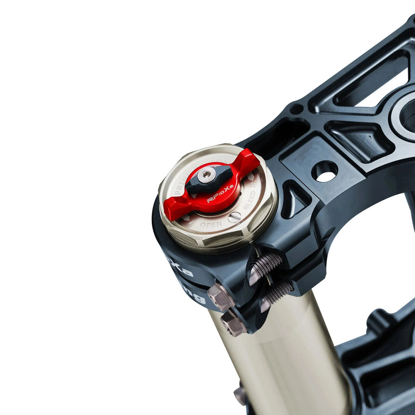 RFloXa Ultra43 front fork red top cap adjuster on triple clamp