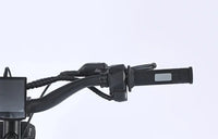 GhostCat Rubber Throttle/Grip, No Horn, black grip and throttle on handlebar beside the display